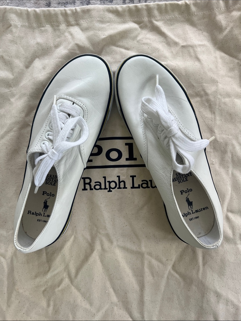 Polo by Ralph Lauren White Leather Uppers Lace-Up Casual Sneakers